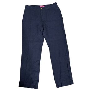 NWT‎ Lilly Pulitzer Womens 12 Lagoon Linen Pant Breeta Linen Trouser True Navy